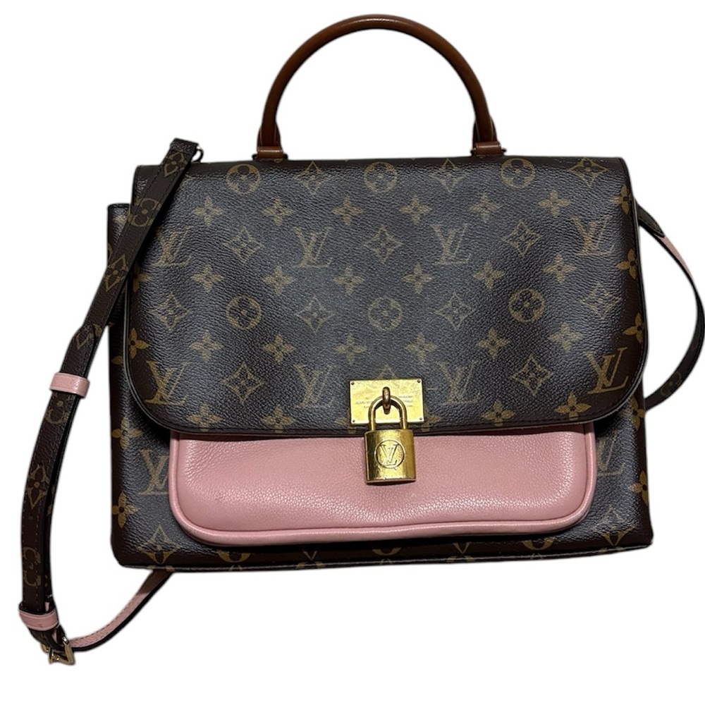 Louis Vuitton Monogram Marignan Rose Poudre bag purse pink 2 way authentic EUC